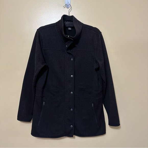 Eddie Bauer Radiator Button Front High Neck Field Jacket Women XL Black - Picture 2 of 5